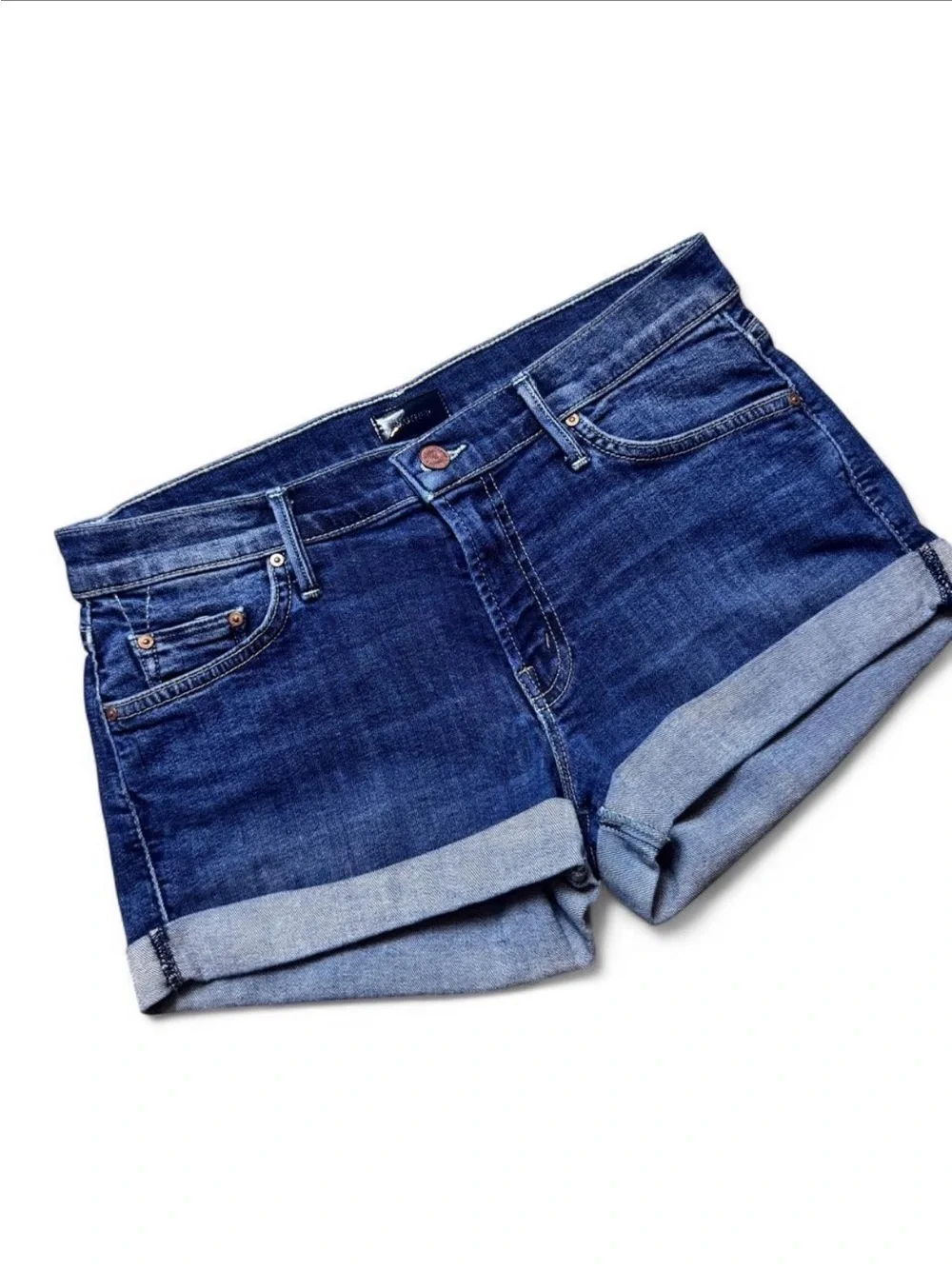 Mother Jean shorts cuffed denim